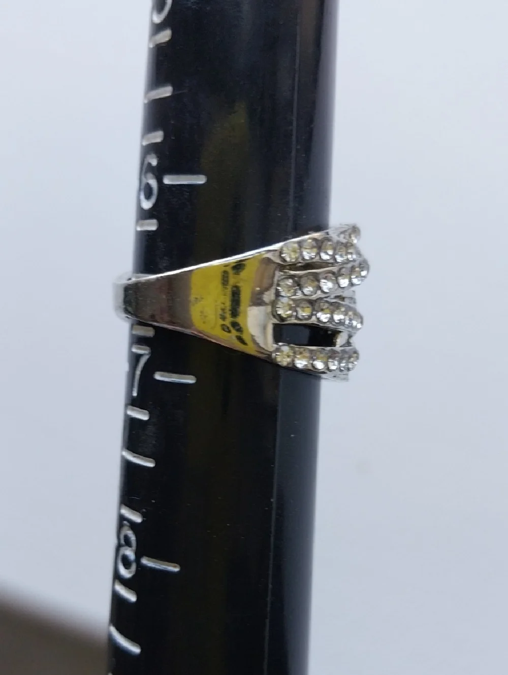 Overlapping FAUX diamond And Silver Ring...Size 6.5...New
